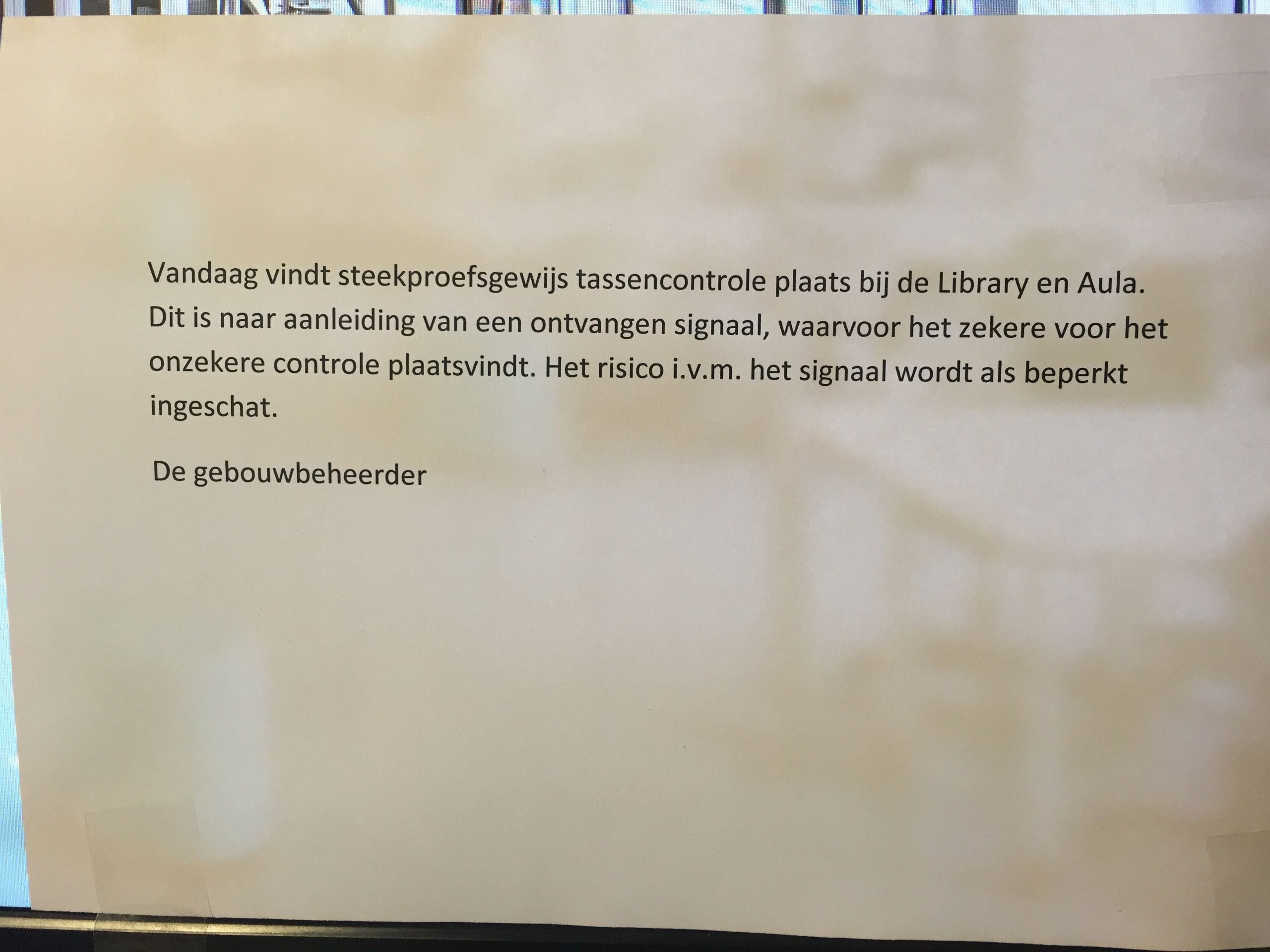 Tassencontrole bij TU