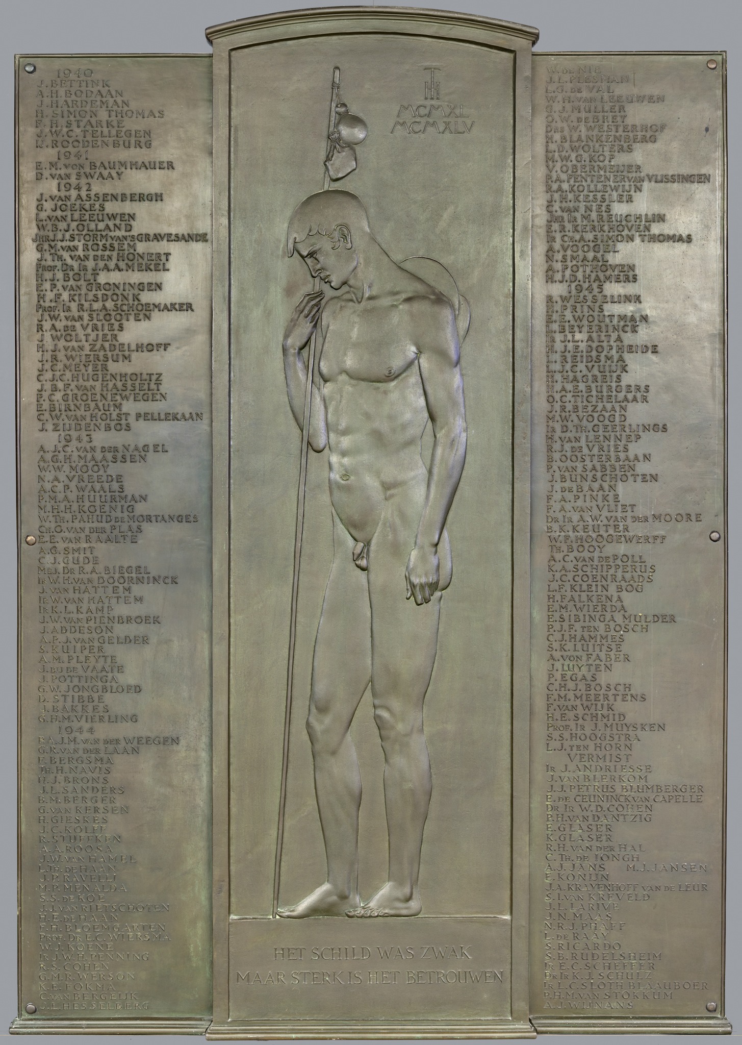 de herdenkingsplaat van Wenckebach in de TU Delft Aula